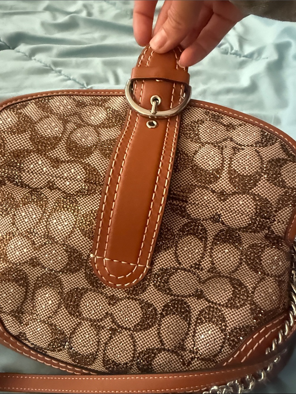 Coach Brown Signature Canvas & Saddle Leather Key/ Card Holder - Picture 5 of 6